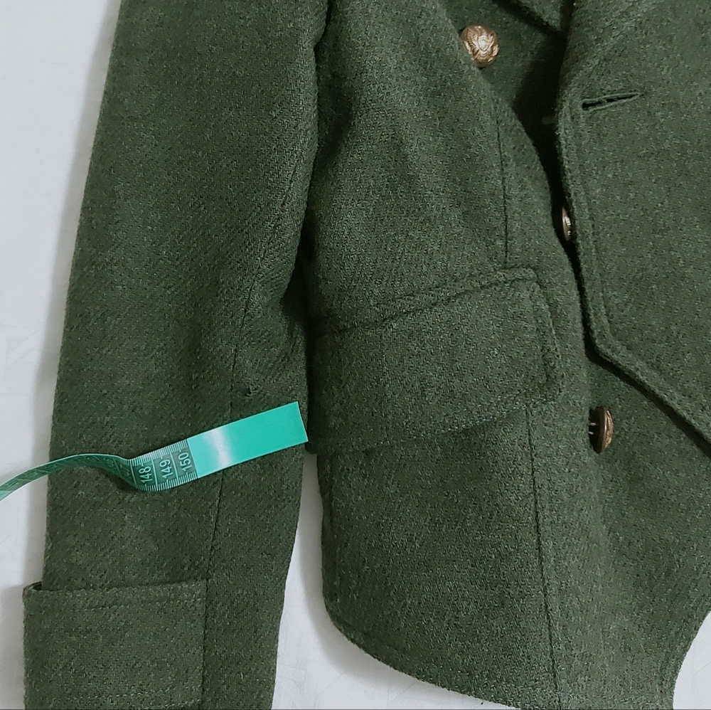 Smythe Wool Double Breasted Jacket Size 2 Green Structured Shoulders Military - Picture 3 of 11